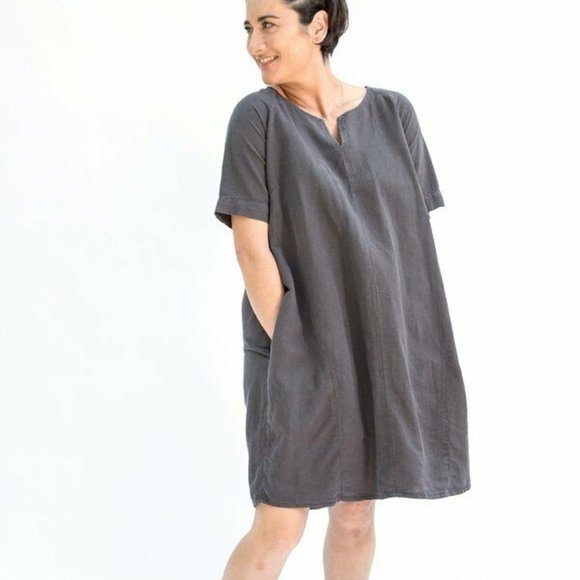 Two Danes Laica Dress Short Sleeve Lagonlook Pockets Gray Medium H13130 - Picture 1 of 8